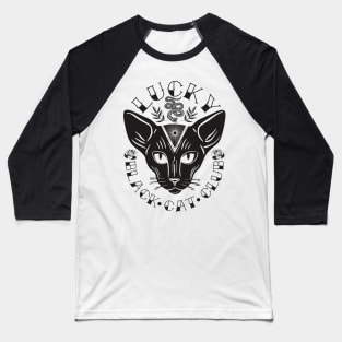 Celestial Sphynx Face Gothic Black Cat Aesthetic Baseball T-Shirt